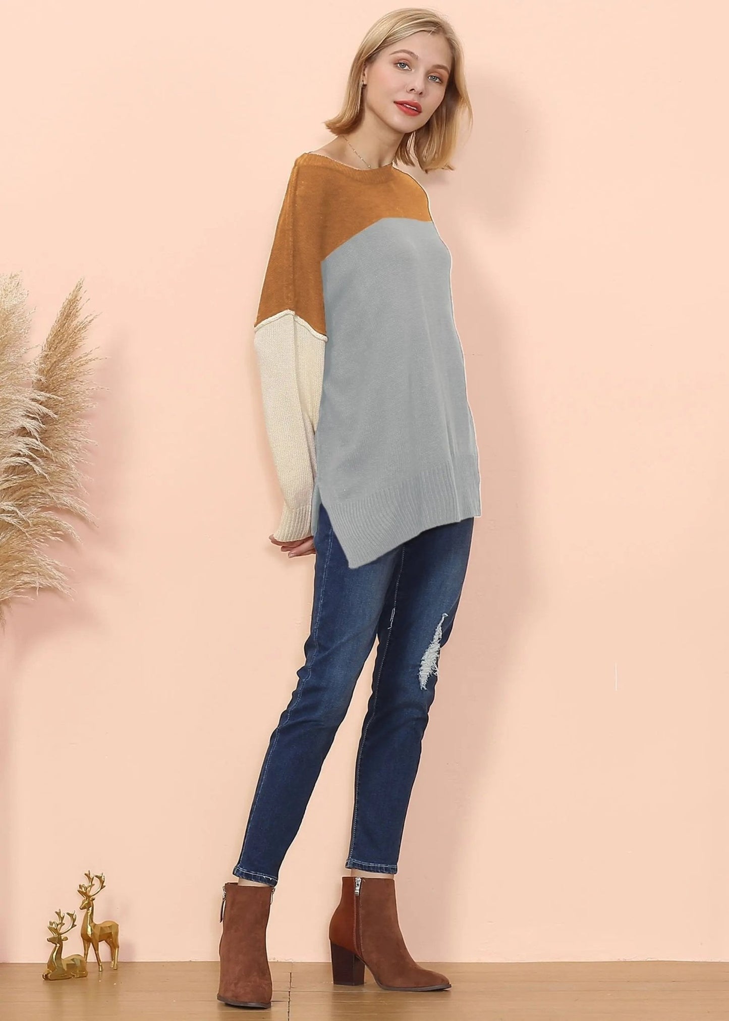 Multicolor Drop Shoulder Sweater - Get it from Bo