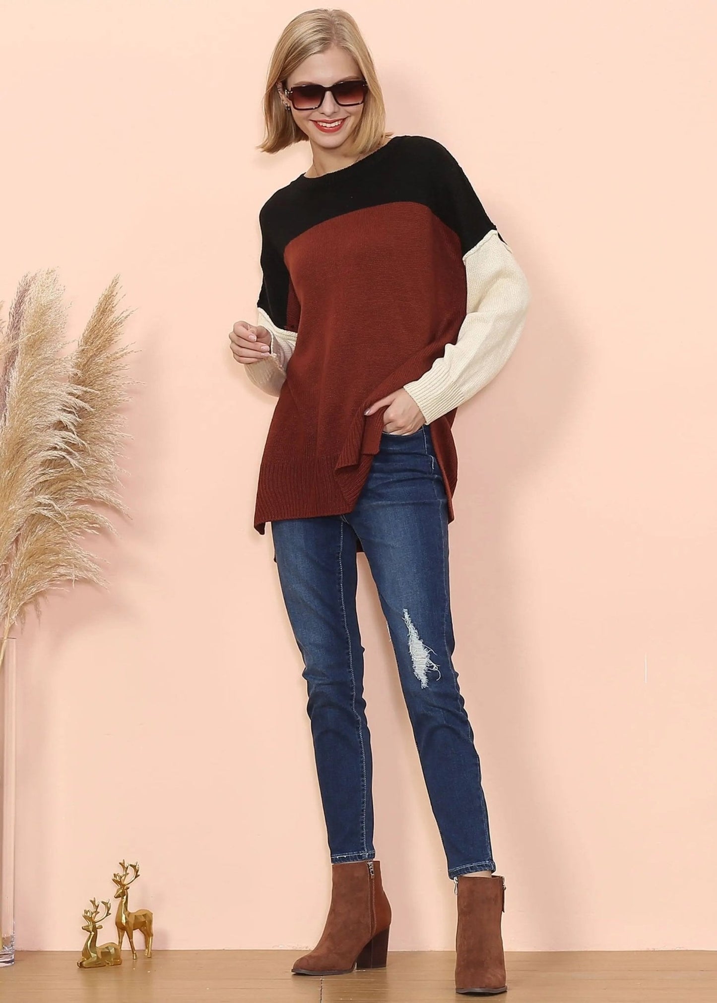 Multicolor Drop Shoulder Sweater - Get it from Bo