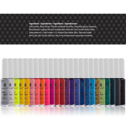 Nail Art Set Nail Polish - Fine Brush For Nail Design - 24 Famous Colors - Get it from Bo
