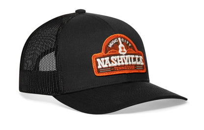 Nashville Music City Trucker Hat | Black Cityscape Snapback - Get it from Bo