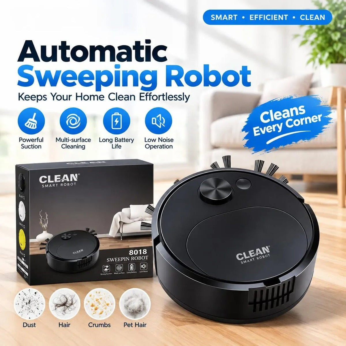 NEW USB Sweeping Robot Vacuum Cleaner Mopping 3 In 1 Smart Wireless 1500Pa Dragging Cleaning Sweep Floor for Home Office - Get it from Bo