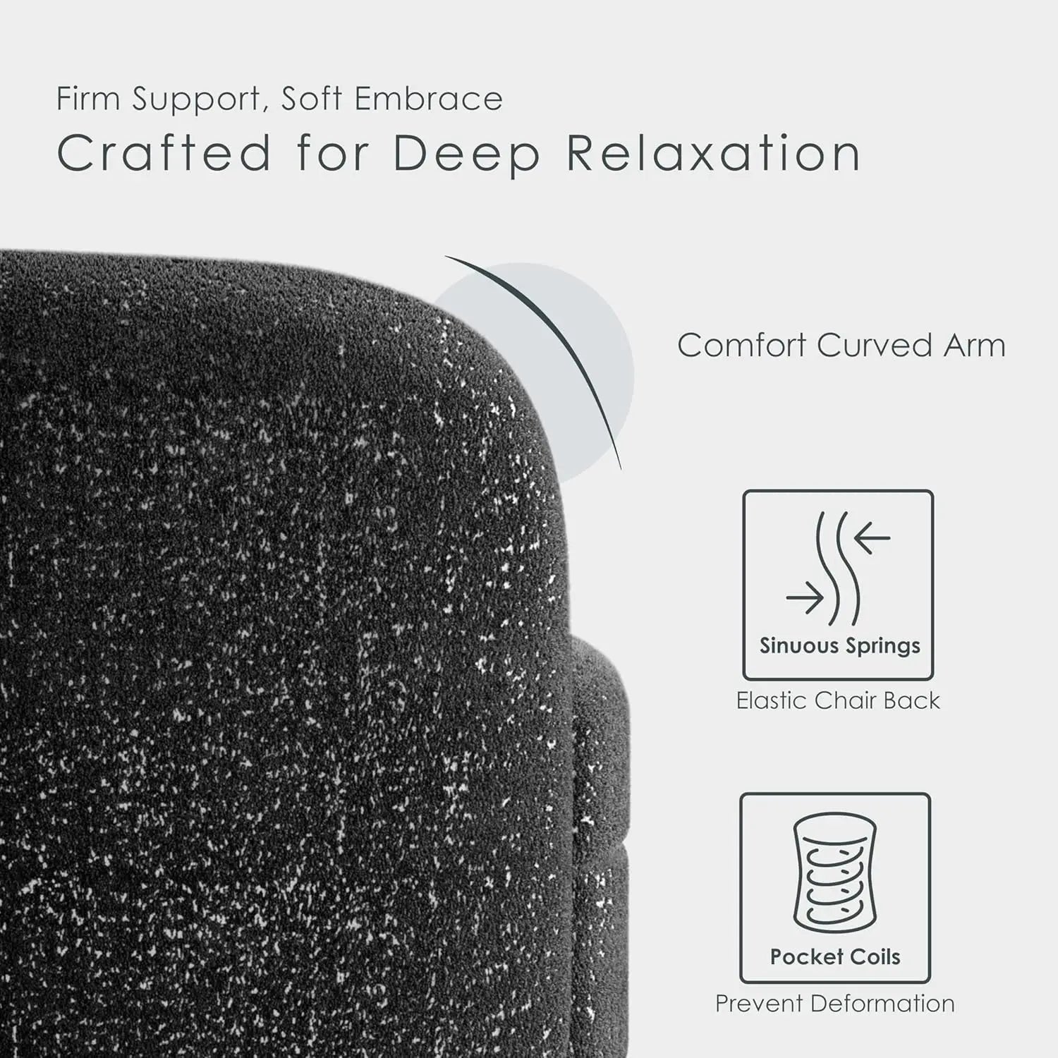 Nimiane Modern Boucle Sofa Set Black With Curved Arms - Get it from Bo