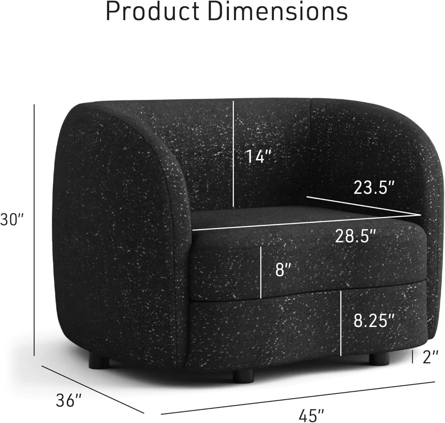 Nimiane Modern Boucle Sofa Set Black With Curved Arms - Get it from Bo