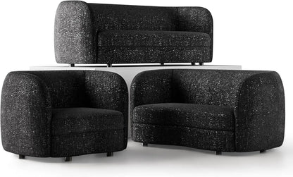 Nimiane Modern Boucle Sofa Set Black With Curved Arms - Get it from Bo