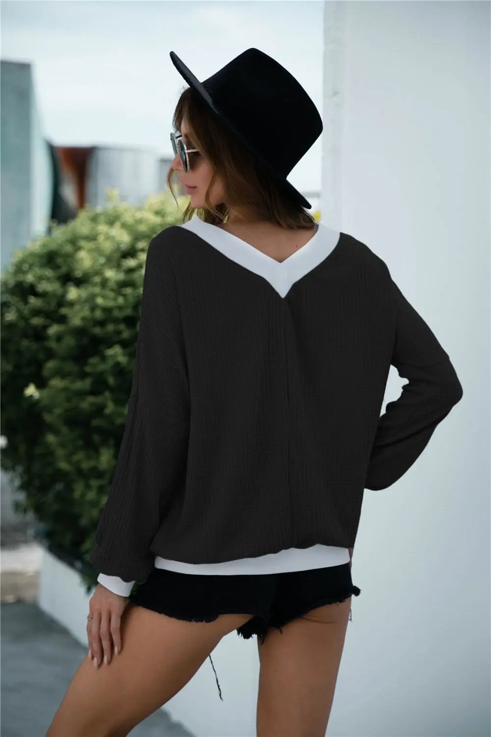 Off Shoulder Two Tone Sweater - Get it from Bo