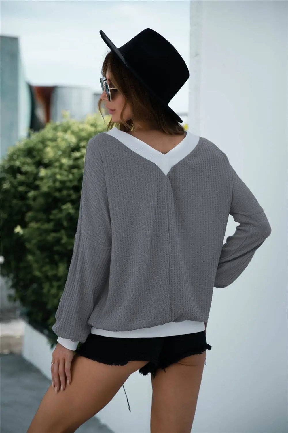 Off Shoulder Two Tone Sweater - Get it from Bo