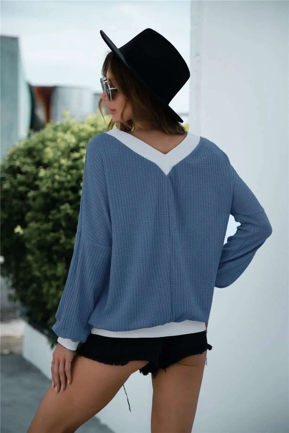 Off Shoulder Two Tone Sweater - Get it from Bo
