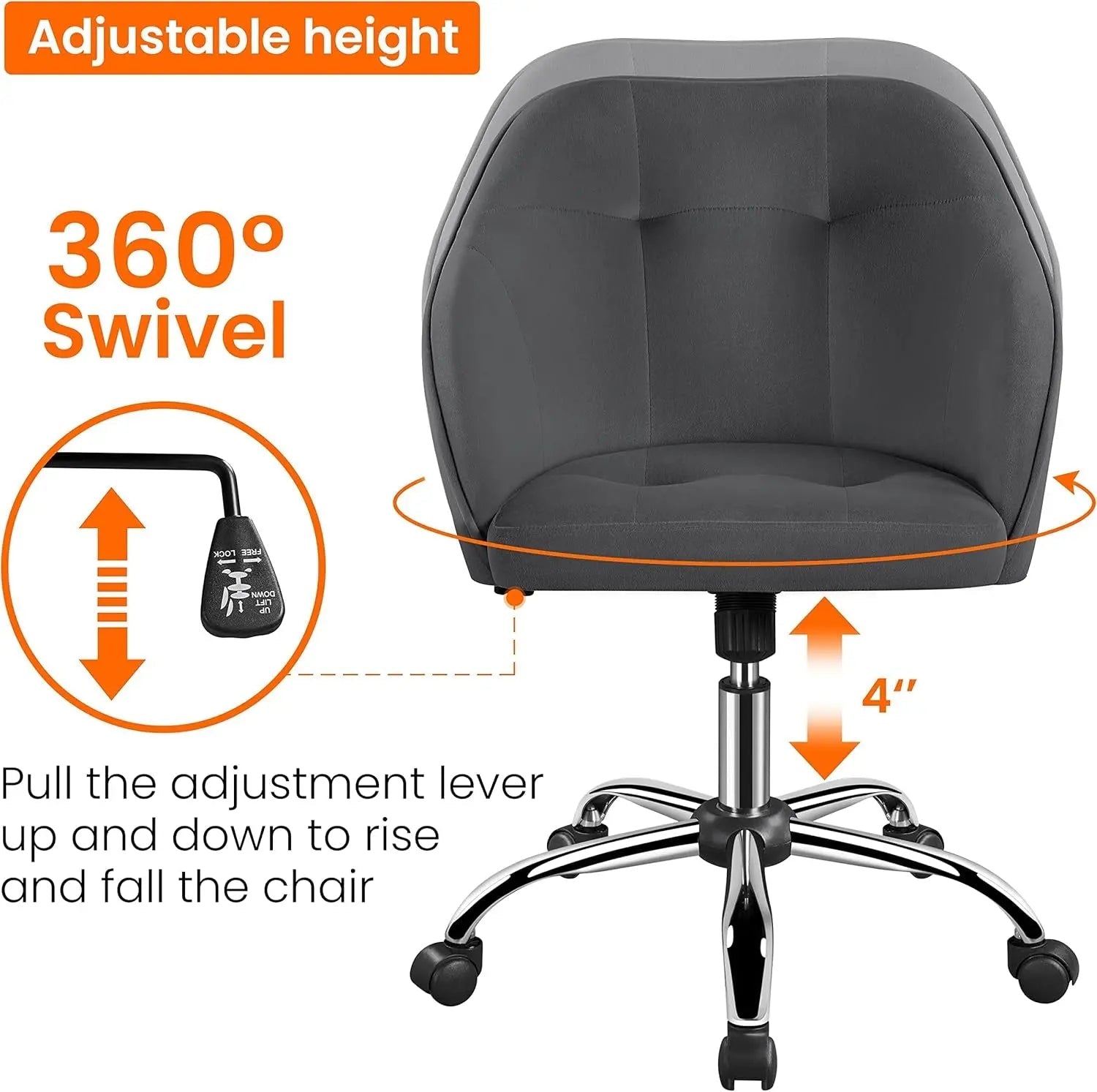 Office Chair Height Adjustable Large Seat Armrests - Get it from Bo