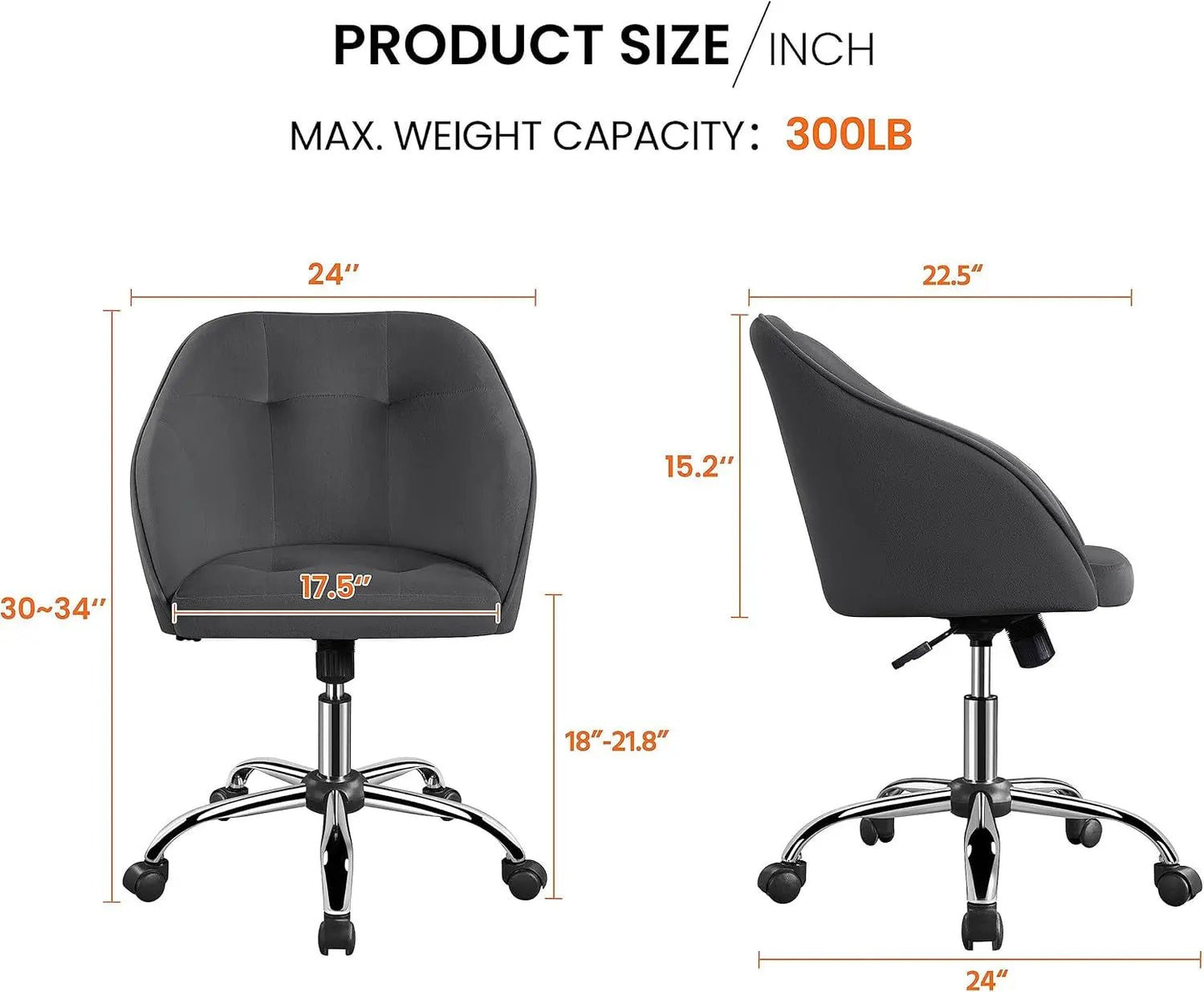 Office Chair Height Adjustable Large Seat Armrests - Get it from Bo