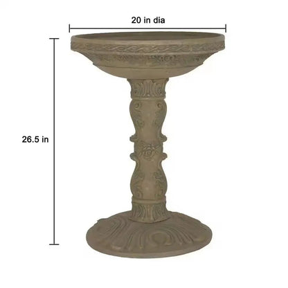 Outdoor Fiberglass Bird Bath in Aged Granite Stone Finish - Get it from Bo