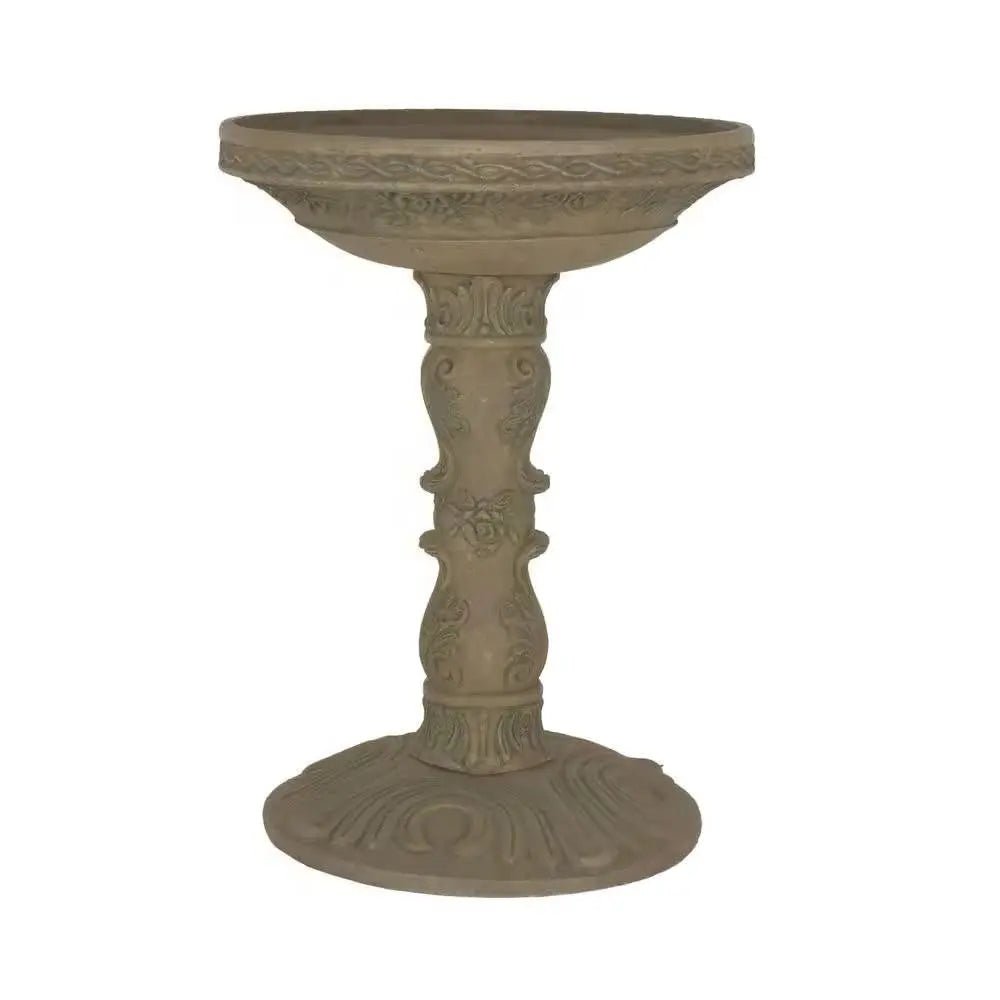 Outdoor Fiberglass Bird Bath in Aged Granite Stone Finish - Get it from Bo
