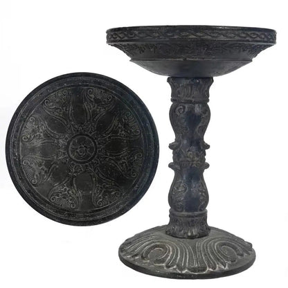 Outdoor Garden Fiberglass Bird Bath in Black Charcoal Stone Finish - Get it from Bo