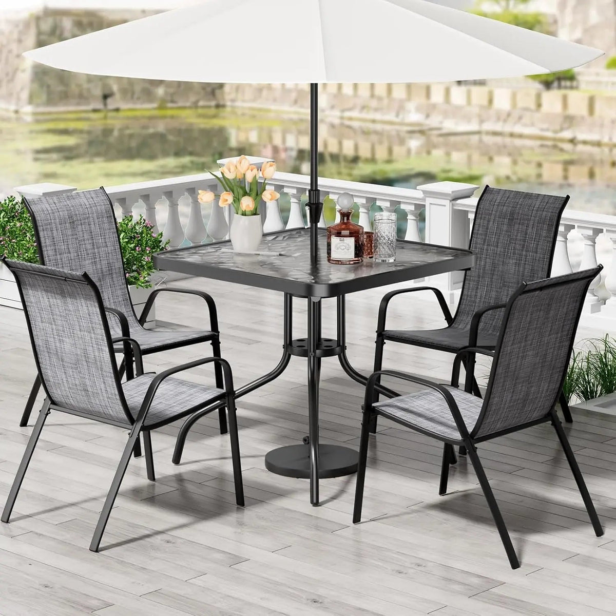 Outdoor Patio Dining Set with Metal Table and Chairs - Get it from Bo