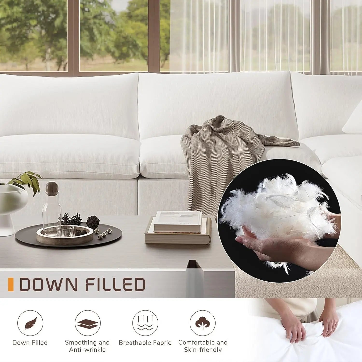 Oversize Modular Sectional Sofa with Chaise and Cushions ShipItFurniture