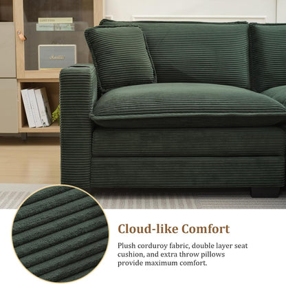 Oversized Corduroy Sectional Couch with USB and Cup Holders ShipItFurniture