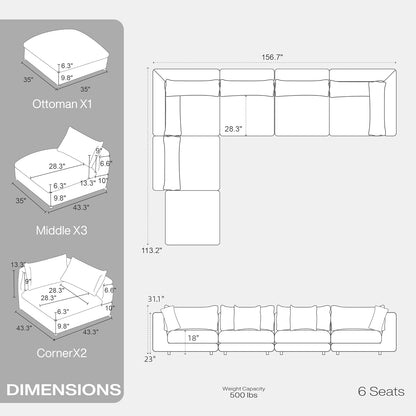 Oversized Modular Sectional Sofa With Removable Cushion Covers ShipItFurniture
