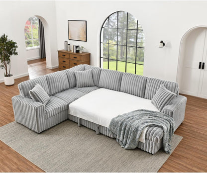 Oversized Plush Sectional Sofa with Pull Out Bed ShipItFurniture