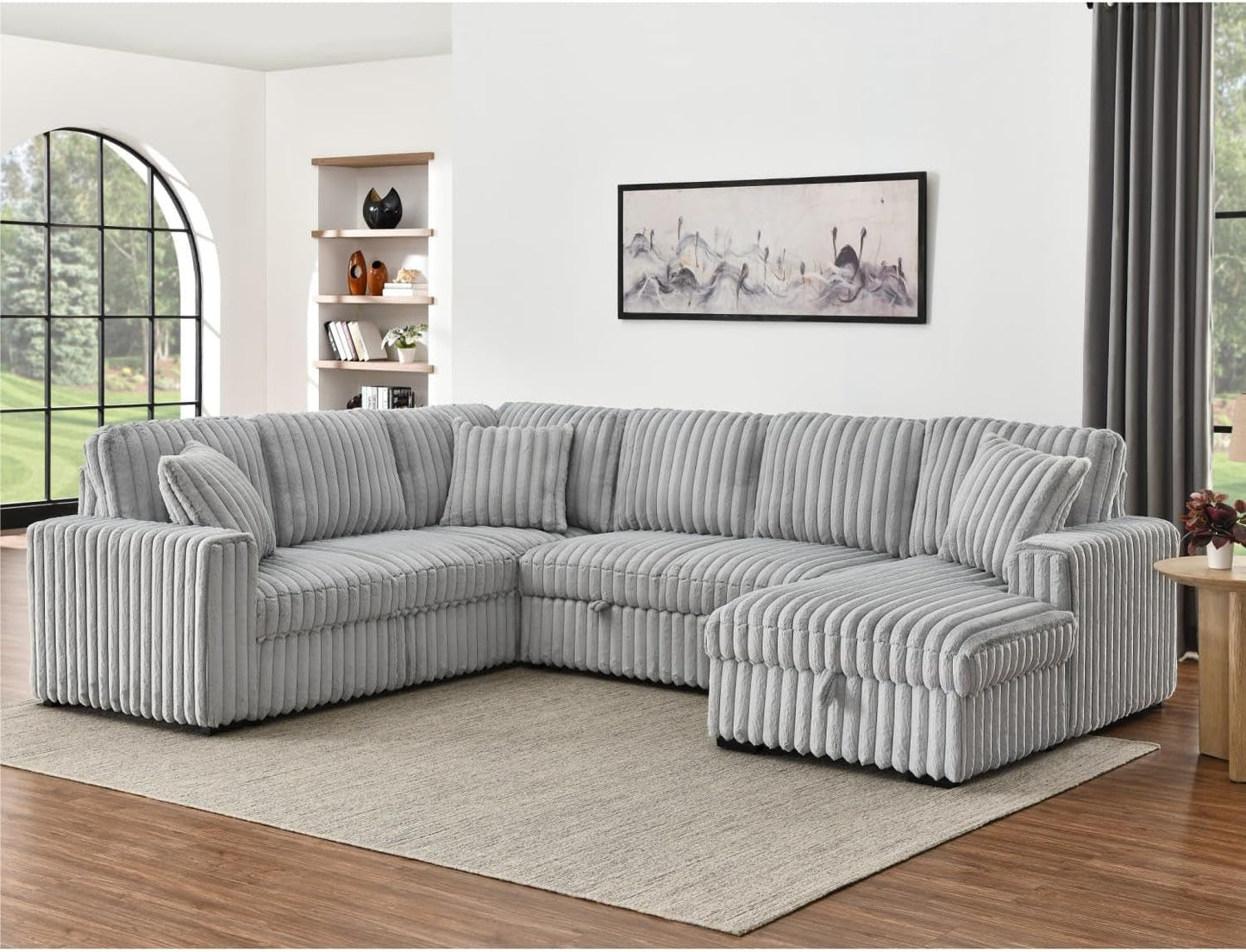 Oversized Plush Sectional Sofa with Pull Out Bed ShipItFurniture
