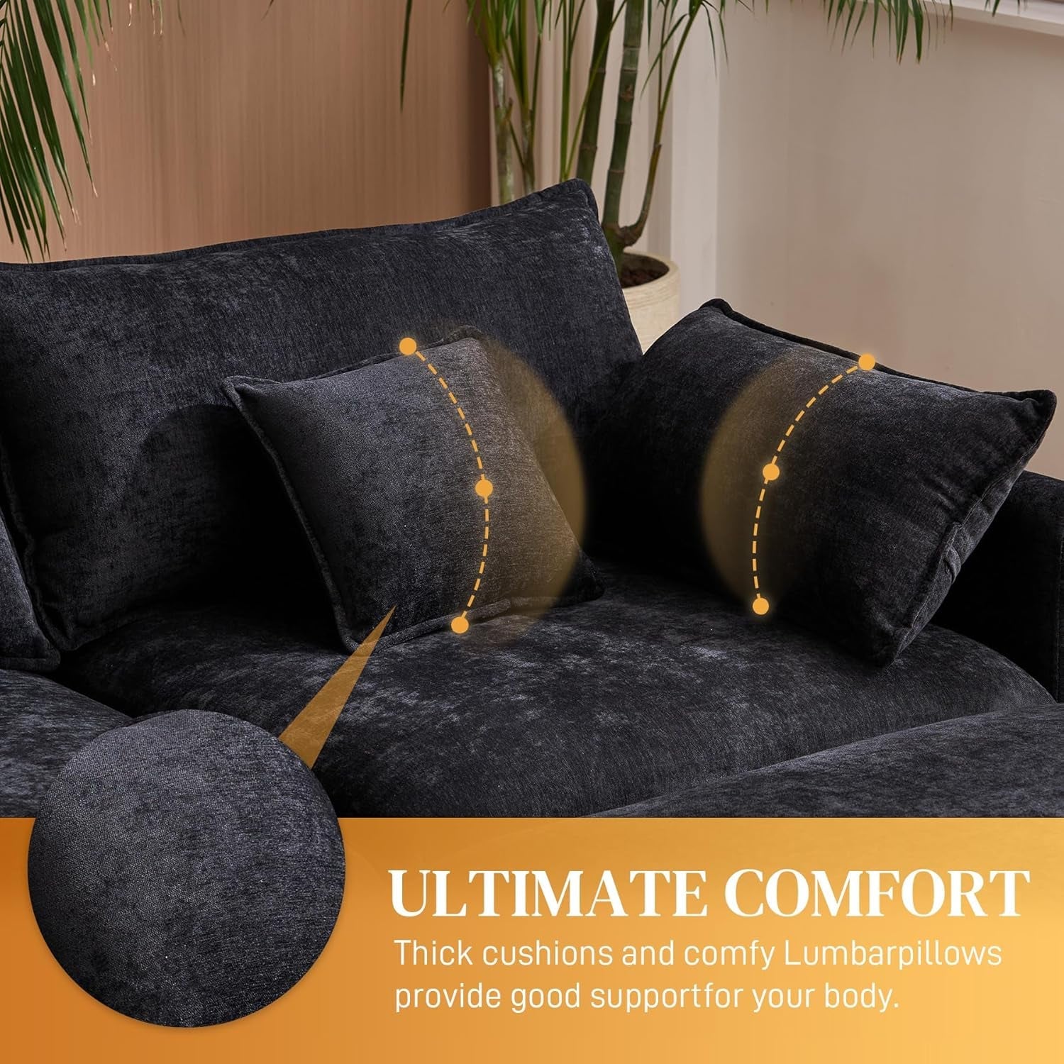 Oversized U Shape Cloud Sectional Sofa with Ottoman ShipItFurniture