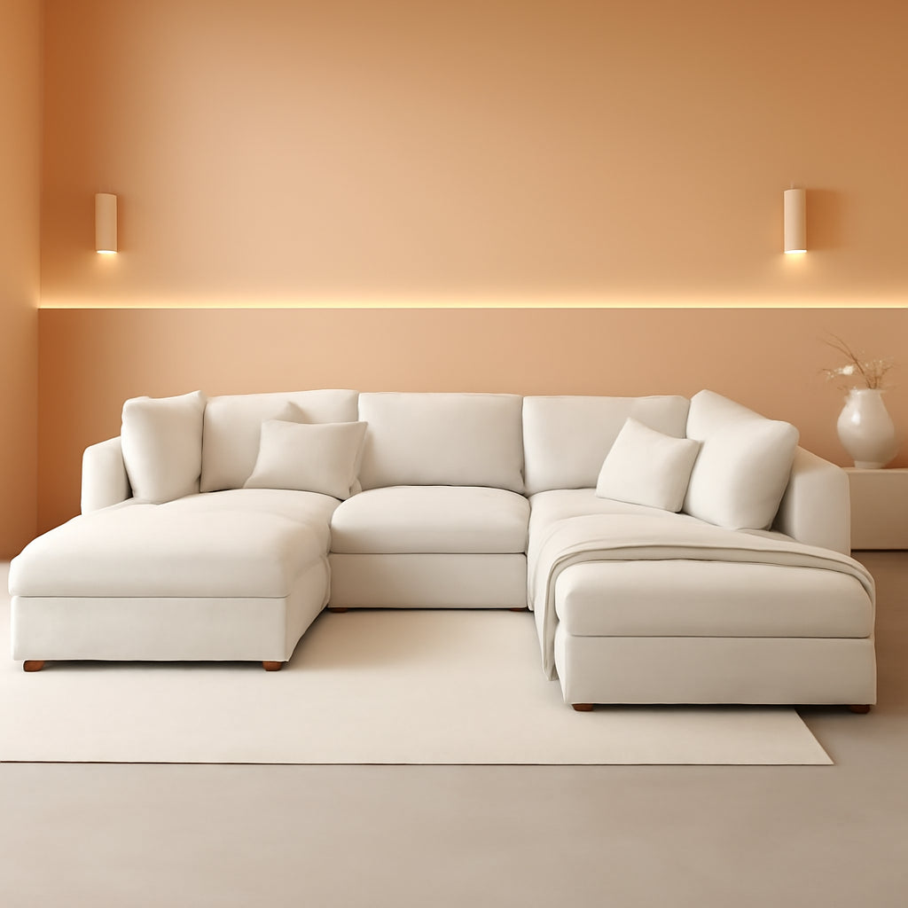 Oversized U Shaped Corduroy Sectional Sofa with Storage ShipItFurniture