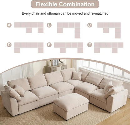 Oversized U Shaped Modular Sectional Sofa with Ottoman - Get it from Bo