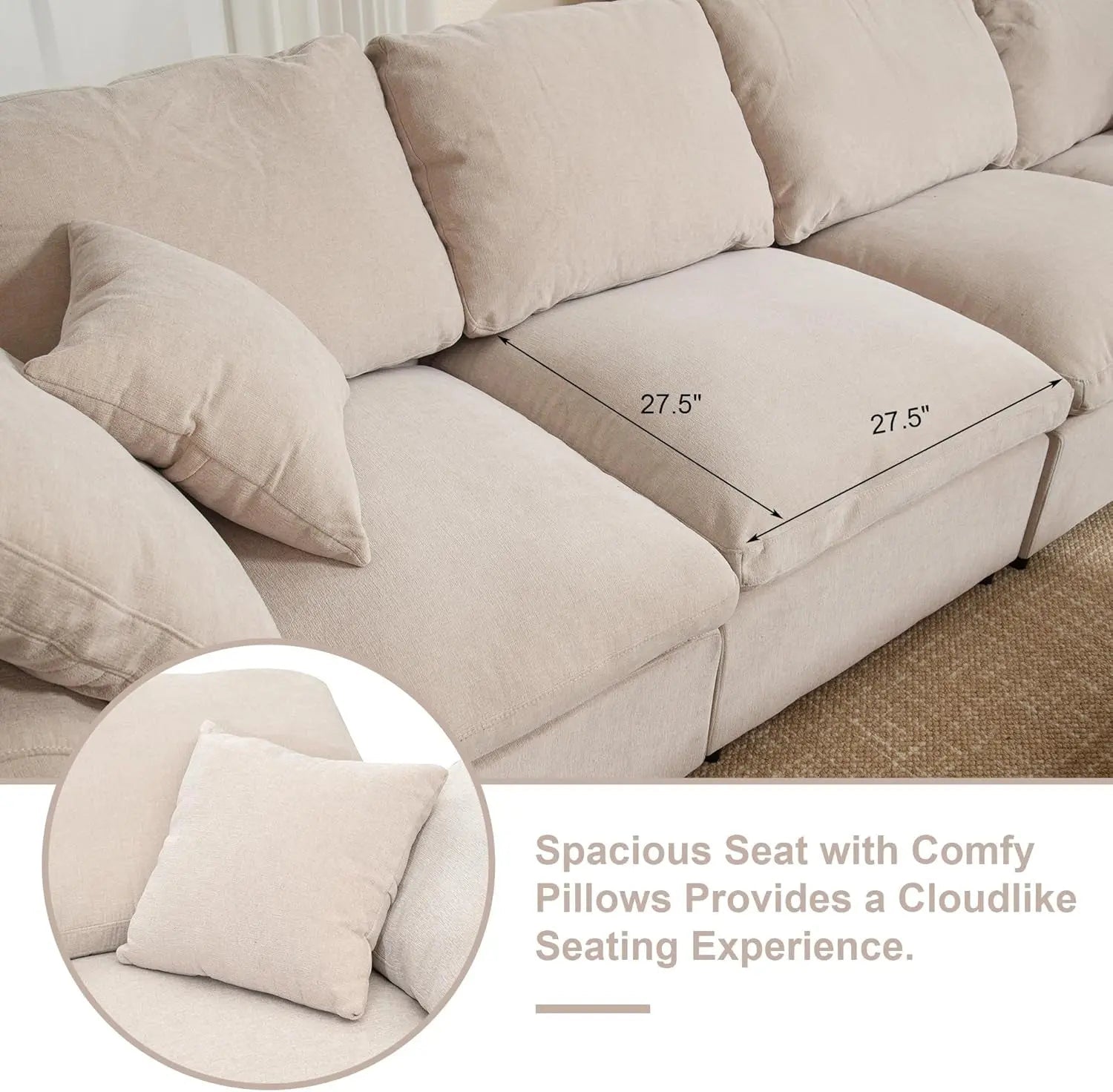 Oversized U Shaped Modular Sectional Sofa with Ottoman - Get it from Bo