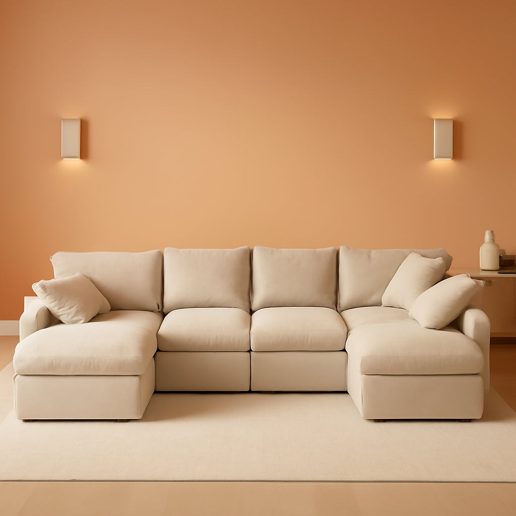 Oversized U Shaped Modular Sectional Sofa with Ottoman ShipItFurniture
