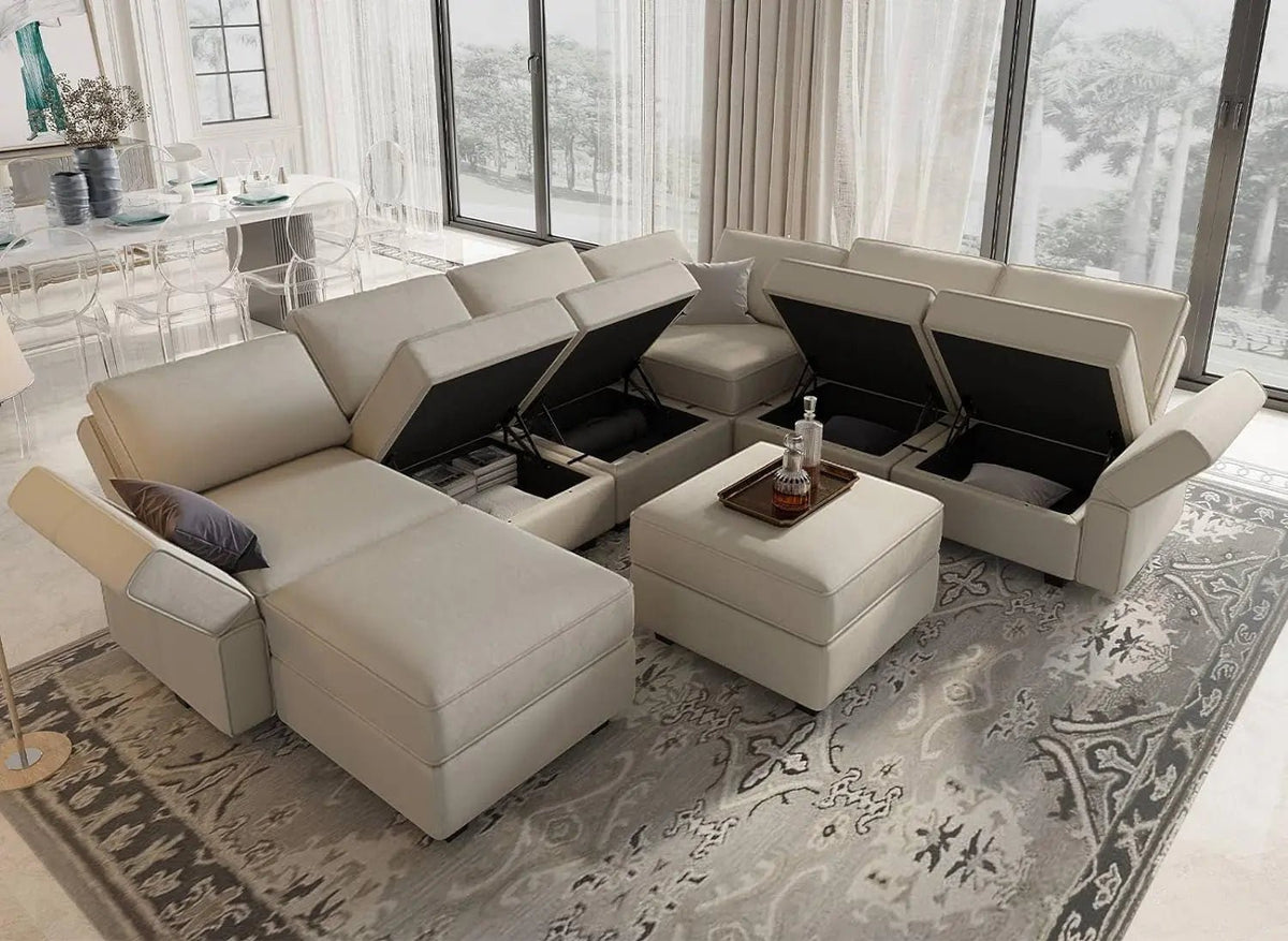 Oversized U Shaped Sectional Sofa With Hidden Storage - Get it from Bo