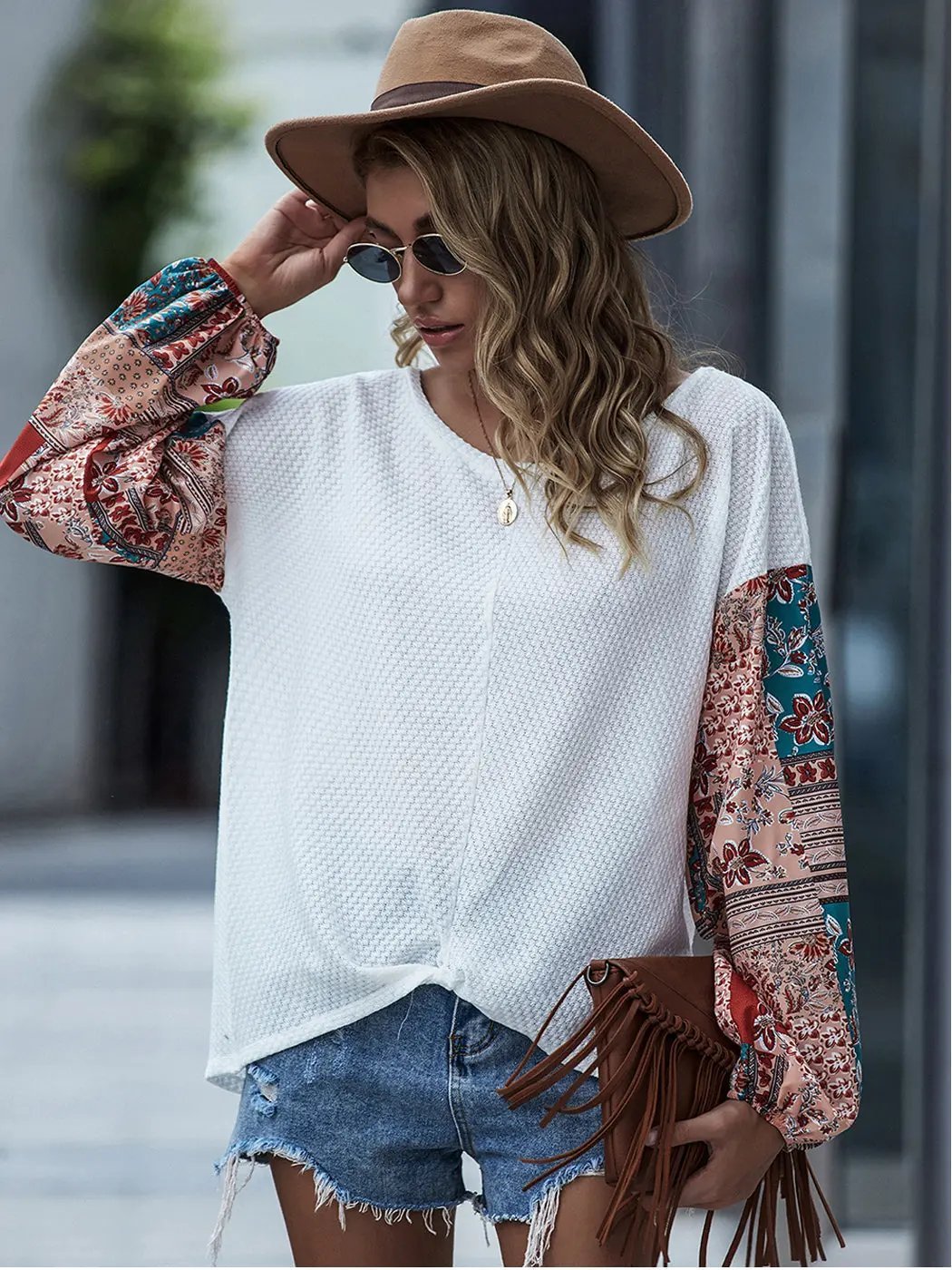 Paisley Printed Puffed Sleeve Pullover - Get it from Bo
