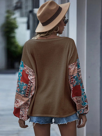 Paisley Printed Puffed Sleeve Pullover - Get it from Bo