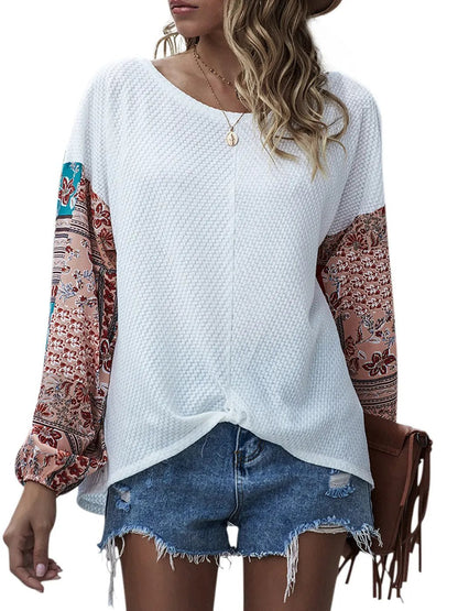 Paisley Printed Puffed Sleeve Pullover - Get it from Bo