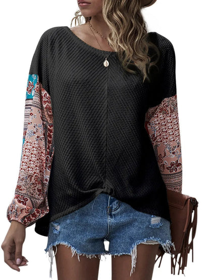 Paisley Printed Puffed Sleeve Pullover - Get it from Bo