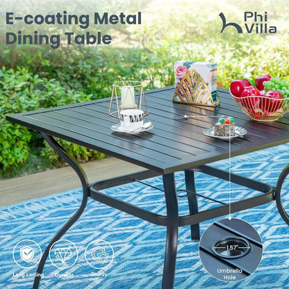 Patio Dining Set with Umbrella for 4, Outdoor Table & Chairs Set with 4 Padded Swivel Patio Dining Chairs, 1 Metal Dining Table and 10Ft Navy Blue Large Patio Umbrella (No Umbrella Base) - Get it from Bo