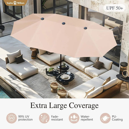 Patio Set with Umbrella 8 Pieces Outdoor Dining Set for 6 with 13Ft Double-Sided Patio Umbrella Beige, 6 X Swivel Patio Chairs, 1 Metal Table for Lawn Garden - Get it from Bo