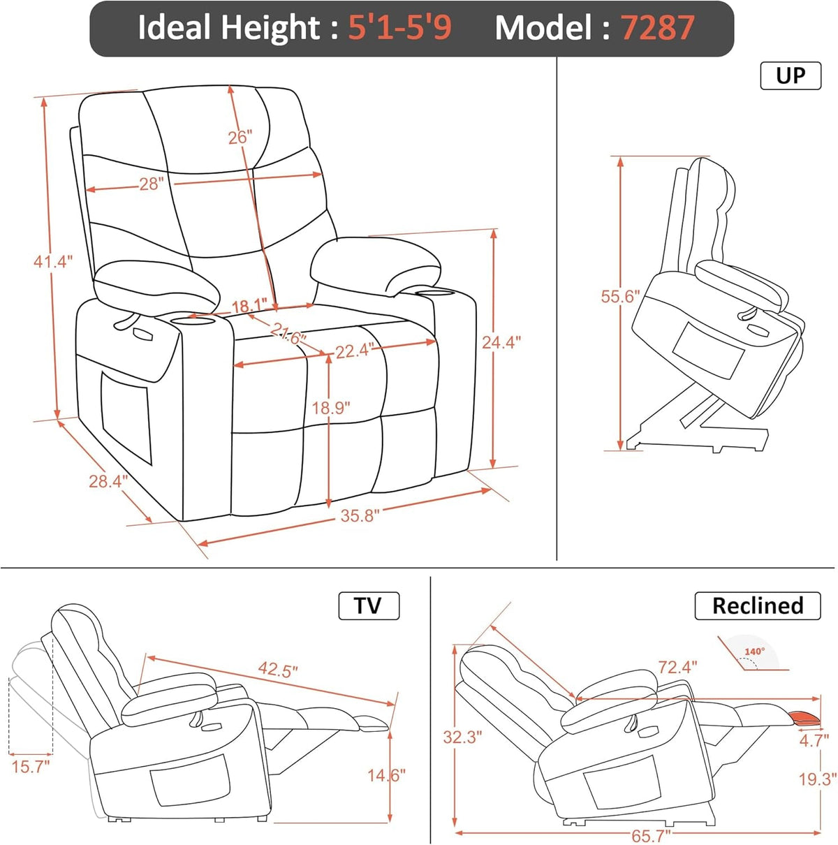 Power Lift Recliner Chair With Extended Footrest Burgundy - Get it from Bo