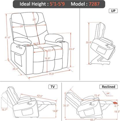 Power Lift Recliner Chair With Extended Footrest Burgundy - Get it from Bo
