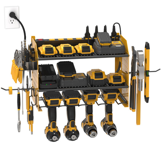 Power Tool Organizer Wall Mount, Cordless Drill Holder with 8-Outlet Power Strip, Modular Garage Organization Storage Rack 36 Months Warranty - Get it from Bo