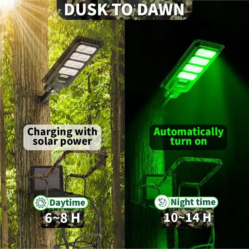 Powerful Solar Green Feeder Light for Hunting - 25,000 Lumens - Get it from Bo