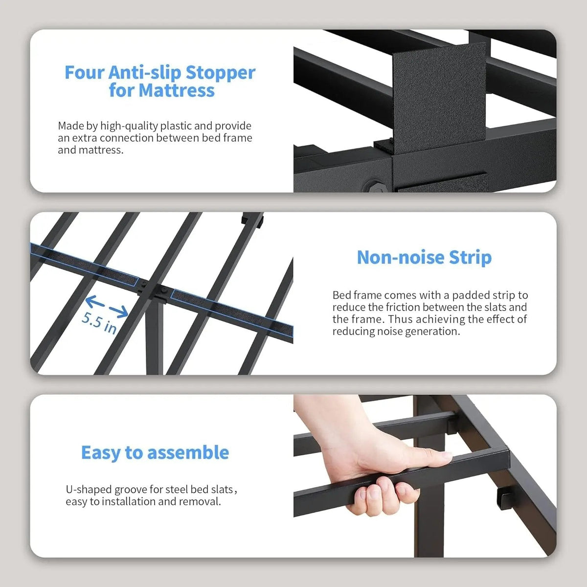 Premium King Size Metal Bed Frame With Under Bed Storage - Get it from Bo