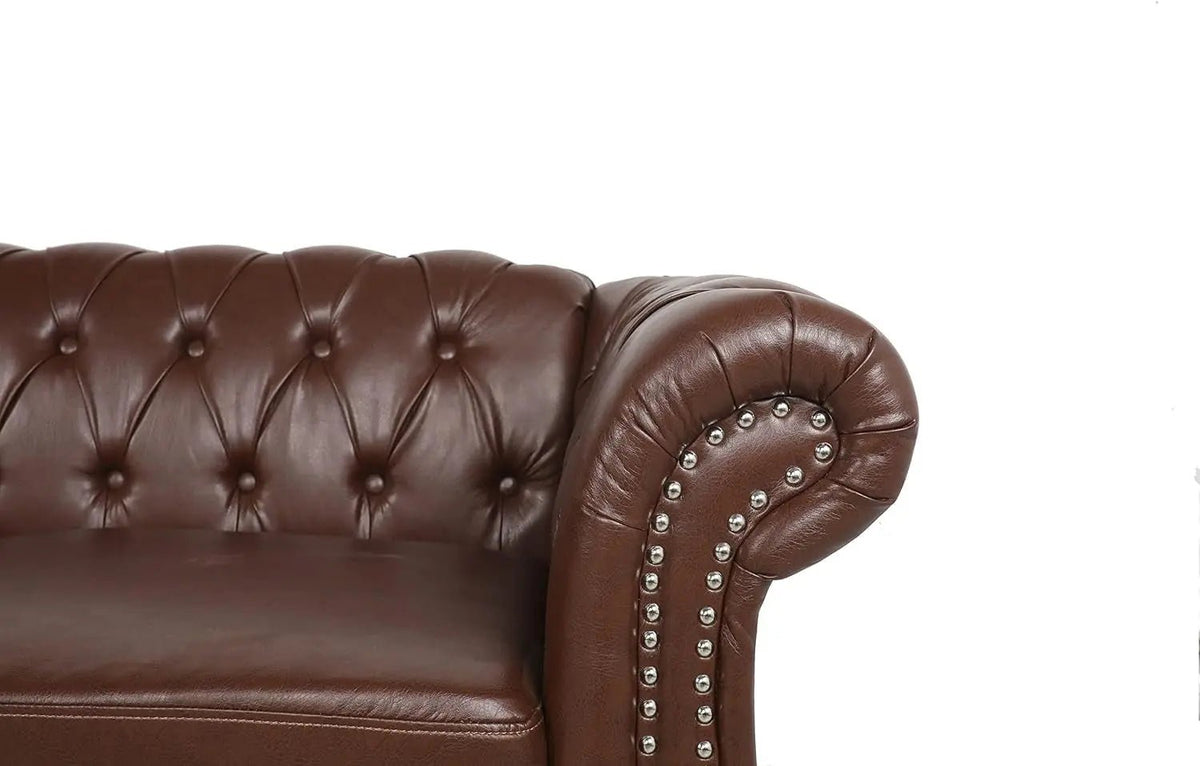 PU Brown Leather Modular Sectional Sofa Tufted Cushions - Get it from Bo
