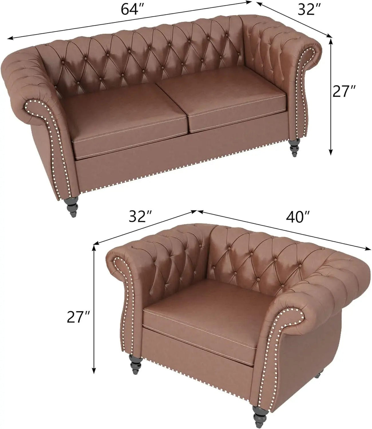 PU Brown Leather Modular Sectional Sofa Tufted Cushions - Get it from Bo
