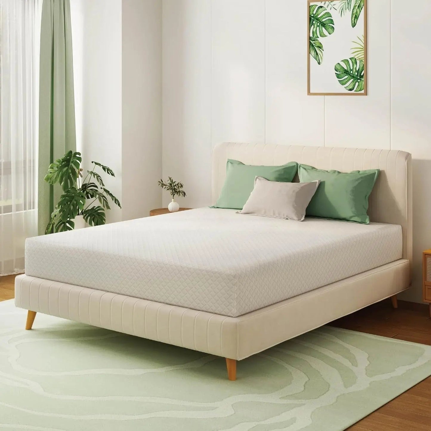 Queen 10 Inch Green Tea Memory Foam Mattress Comfort - Get it from Bo