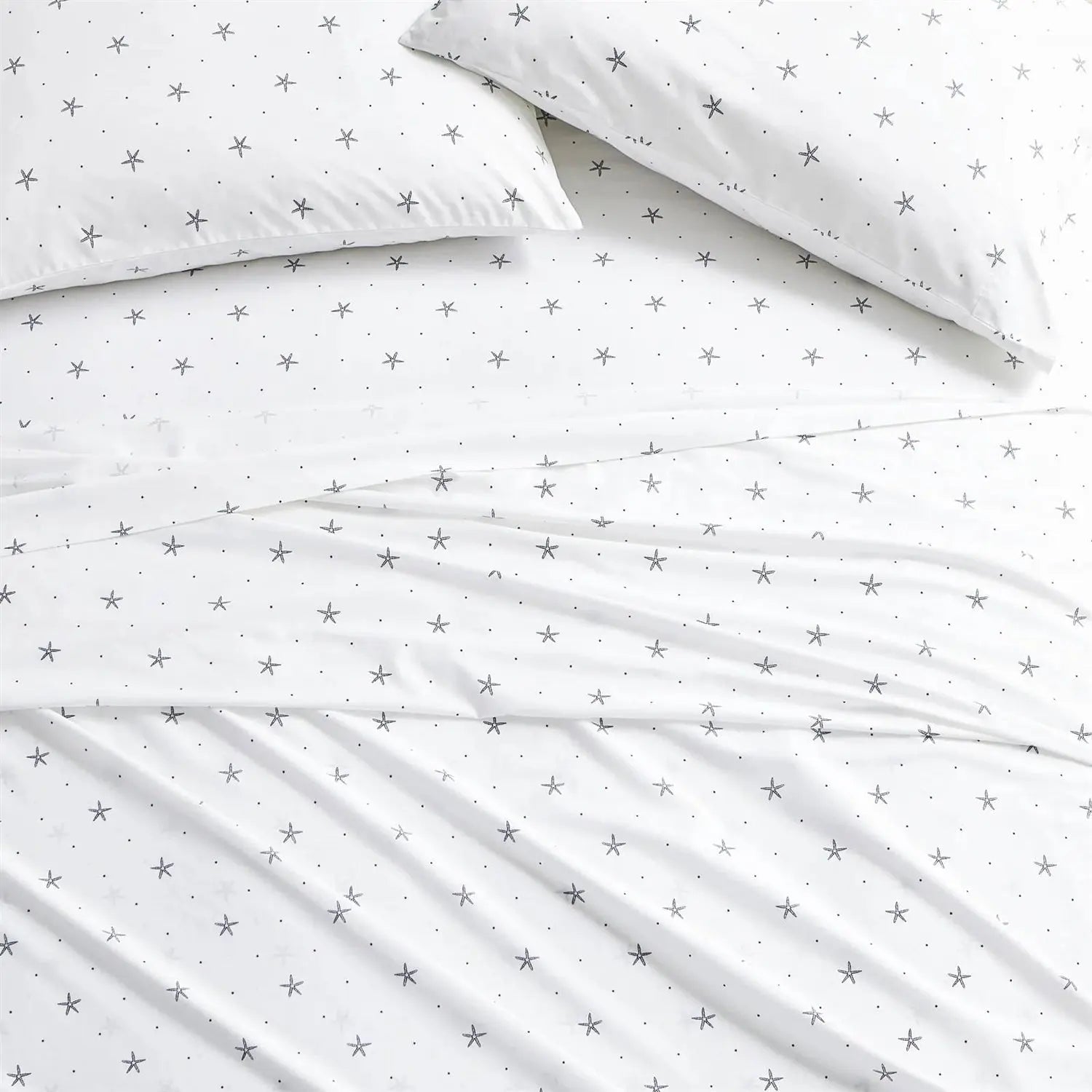 Queen size Coastal Beach Starfish White Navy Red 100-Percent Cotton Sheet Set - Get it from Bo