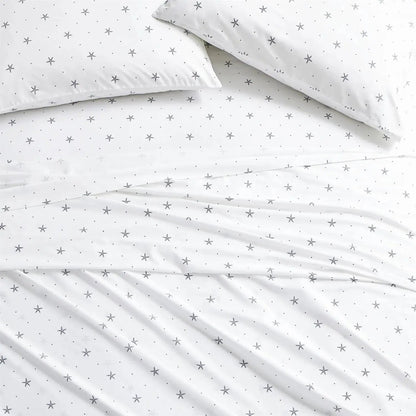 Queen size Coastal Beach Starfish White Navy Red 100-Percent Cotton Sheet Set - Get it from Bo