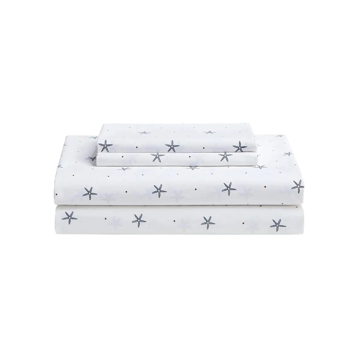 Queen size Coastal Beach Starfish White Navy Red 100-Percent Cotton Sheet Set - Get it from Bo