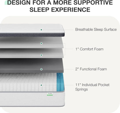 Queen Size Hybrid Mattress with Pillowtop for Comfort - Get it from Bo