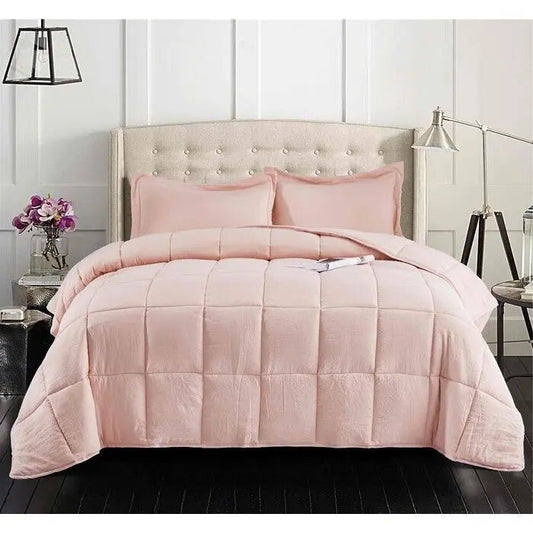 Queen Size Pink 3 Piece Microfiber Reversible Comforter Set - Get it from Bo