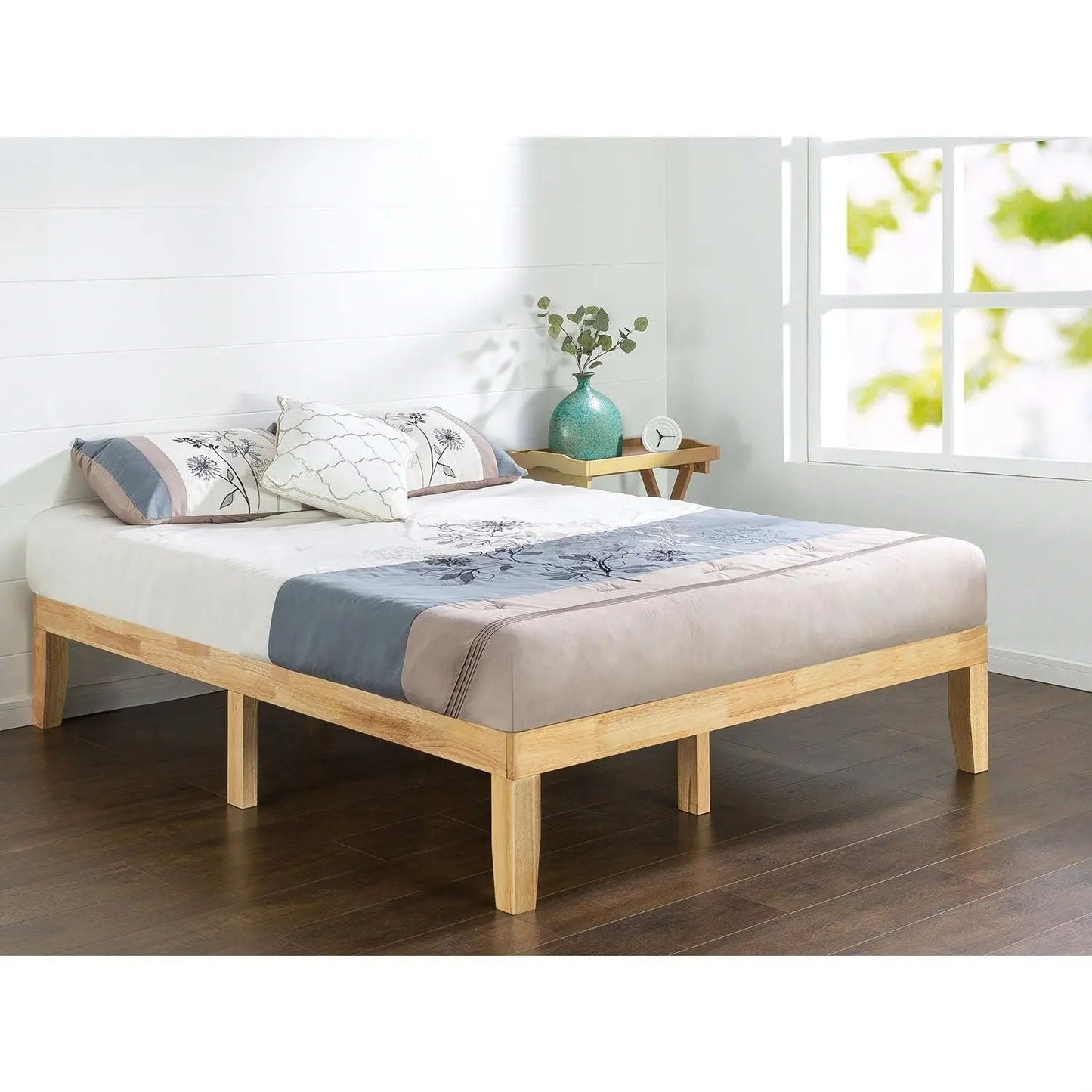 Queen size Solid Wood Platform Bed Frame in Natural Finish - Get it from Bo