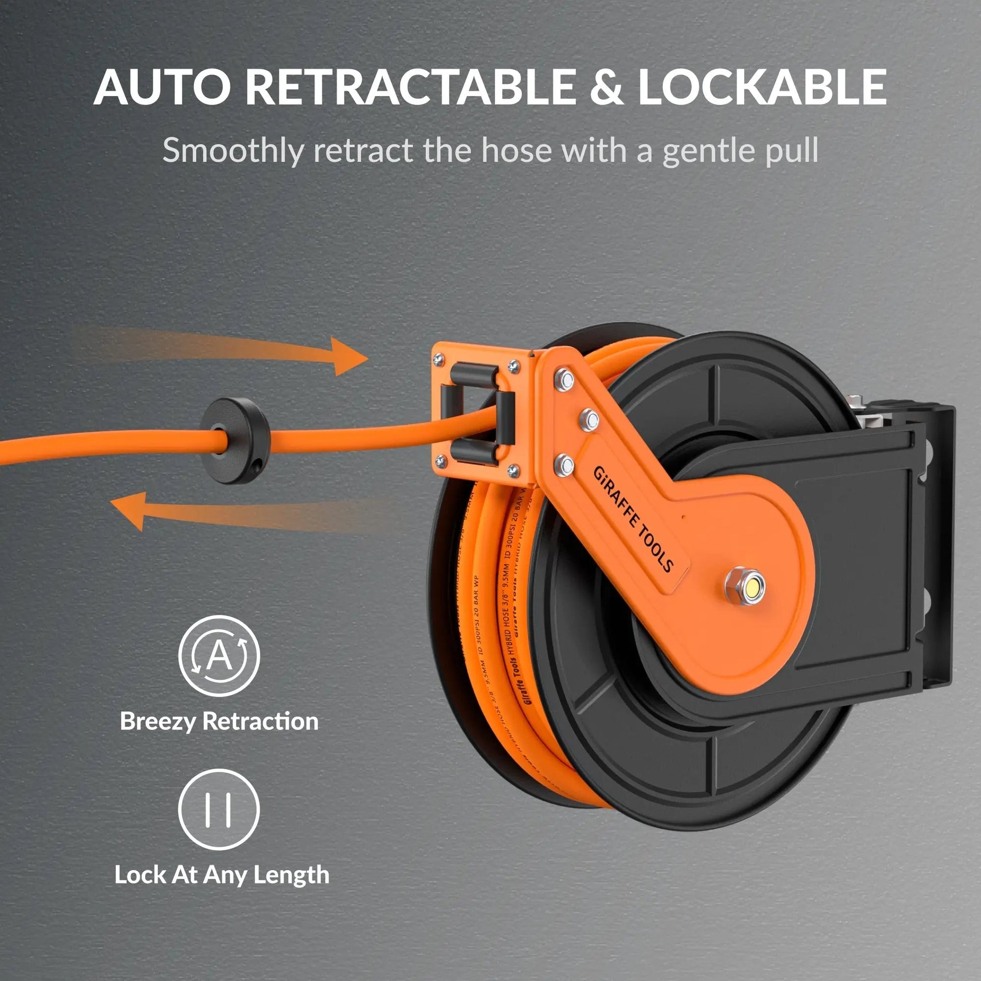 Retractable Air Hose Reel-Alloy Steel Reel-3/8in 25ft-50ft - Get it from Bo