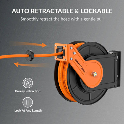 Retractable Air Hose Reel-Alloy Steel Reel-3/8in 25ft-50ft - Get it from Bo
